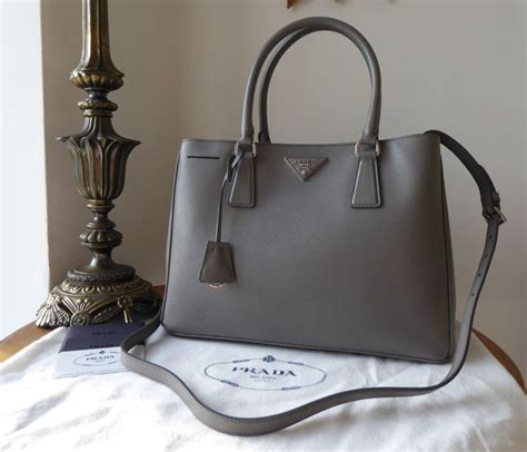 prada saffiano double tote grey|Prada saffiano tote used.